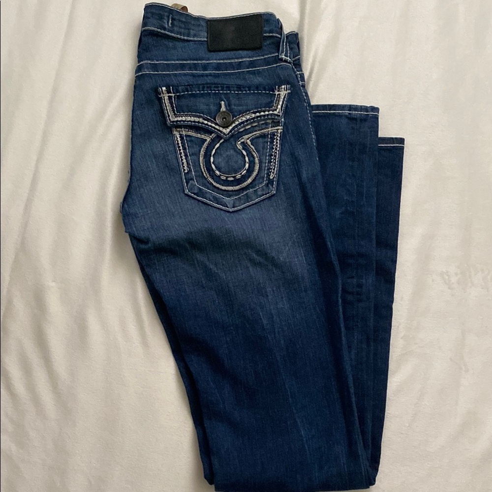 Big Star Blue Boot Cut Jeans with Decorative Stitching
